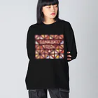 もぺのPixelart graphic “SANKAKU FOODs” レッド ビッグシルエットロングスリーブTシャツ