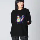 meiroのカラフルなペンギン ビッグシルエットロングスリーブTシャツ