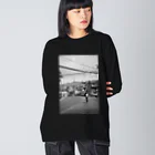 808styleのbicycle HAWAII フォトプリントTシャツ【カラー：WHITE＆BLACK】 Big Long Sleeve T-Shirt