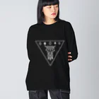 KIKITEKI_LABORATORYの閉眼逆トライアングル 白 Big Long Sleeve T-Shirt