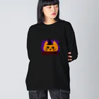 気ままに創作　よろず堂のハロウィンねこ ビッグシルエットロングスリーブTシャツ