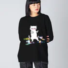 マイマイタケの酔拳キャット（白猫） Big Long Sleeve T-Shirt