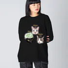 なにぬ猫-YAの＜うちの子＋にくきゅう＊ポートレート＞KHAW & DAOW＆BEA ビッグシルエットロングスリーブTシャツ