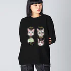 なにぬ猫-YAの＜うちの子＋にくきゅう＊ポートレート＞KHAW & DAOW＆BEA＆LUCKY Big Long Sleeve T-Shirt