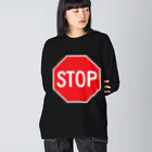 DRIPPEDのSTOP-ストップ アメリカの一時停止標識ロゴ Big Long Sleeve T-Shirt