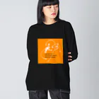 gk_Breath.のボックスロゴ。(Orange) ビッグシルエットロングスリーブTシャツ