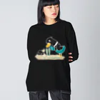 イラスト MONYAAT のネギを値切っている鴨カモかもCL ビッグシルエットロングスリーブTシャツ