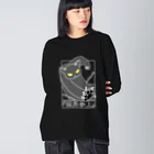 冥王星の猫男参上（暗色） ビッグシルエットロングスリーブTシャツ