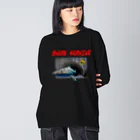 面白かわいいＴシャツ屋さん Ｎｉｃｏｌｏ　suzuri店のサメに注意 Big Long Sleeve T-Shirt