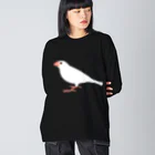 文鳥ちゅんねる【公式グッズストア】の白文鳥 ビッグシルエットロングスリーブTシャツ