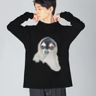 【ホラー専門店】ジルショップの可愛い＊おばけ犬＊写真アート＊チワワ ビッグシルエットロングスリーブTシャツ