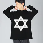 DRIPPEDのSTAR OF DAVID-ダビデの星-白ロゴ ビッグシルエットロングスリーブTシャツ