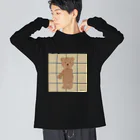 tateshima(たてしま)の口元に手を当てるテディベアくん Big Long Sleeve T-Shirt