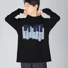 Naa Piano Music (ピアノデザインコレクション)のブルーピアノ(大) ビッグシルエットロングスリーブTシャツ