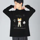 アウトドア大好き秋田犬のアウトドア大好きバンダナ秋田犬(白) ビッグシルエットロングスリーブTシャツ