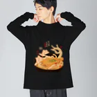 花日和 畳のきつねうどん ビッグシルエットロングスリーブTシャツ