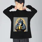 MAMETAMATANの渋めのゴリラとBANANA ビッグシルエットロングスリーブTシャツ