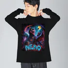 NEKOMETALの地獄の咆哮 猫ドラゴン Big Long Sleeve T-Shirt