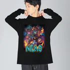 NEKOMETALの炎のドライブ猫ちゃん Big Long Sleeve T-Shirt