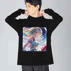 かわいい娘ショップのカラフルヘアー少女 Big Long Sleeve T-Shirt