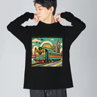 のんびりアート工房のレトロファッション Big Long Sleeve T-Shirt