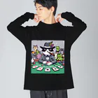 ぴーすけ🃏【ポーカーグッズ】のブラックジャックな猫 Big Long Sleeve T-Shirt