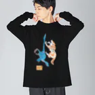 made blueのWolf and Velociraptor Big Long Sleeve T-Shirt