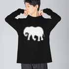 あおぞらのゾウ_WHITE ビッグシルエットロングスリーブTシャツ