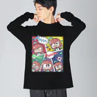 猫飯ちゃみのアメコミ風（ノーマルカラー） ビッグシルエットロングスリーブTシャツ