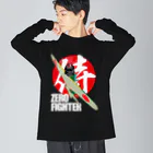 Atelier NyaoのZERO FIGHTER 空の侍 白字 Big Long Sleeve T-Shirt