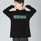ハッピー卐ランド(ハッピーまんじランド)の琵琶法師 ネオン 紫緑 ビッグシルエットロングスリーブTシャツ
