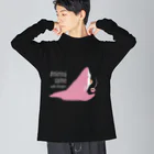 さかたようこ / サメ画家のほっとひと息サメ | 桃色 ビッグシルエットロングスリーブTシャツ