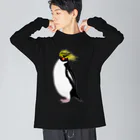 LalaHangeulの　風に吹かれるイワトビペンギンさん(文字無しバージョン Big Long Sleeve T-Shirt