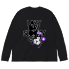 loveclonesのLAZY DAY SLOOPY GIRL 0574 ブラックフーディー女子 エロポップ ロゴ ビッグシルエットロングスリーブTシャツ