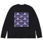 Katie（カチエ）のインド風の植物柄（紫） Big Long Sleeve T-Shirt