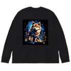 kafumiの海外の古着風柴犬 ビッグシルエットロングスリーブTシャツ