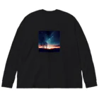 終わらない夢🌈の幻想的な夜空🌌 ビッグシルエットロングスリーブTシャツ
