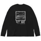 YUTANEKO公式ショップのゆたねこ　ボンネットバス　白抜き Big Long Sleeve T-Shirt