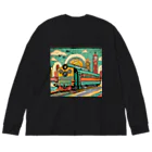 のんびりアート工房のレトロファッション Big Long Sleeve T-Shirt