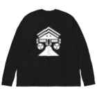 QUQU_WORKSの雑面 蘇利古デザイン 雅楽 能楽 ホワイト Big Long Sleeve T-Shirt