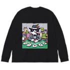 ぴーすけ🃏【ポーカーグッズ】のブラックジャックな猫 Big Long Sleeve T-Shirt