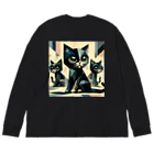 スタイル112の黒猫　キュビズム01 ビッグシルエットロングスリーブTシャツ