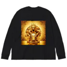 【金龍】Kinryuの【金運爆上げ】金龍守護神グッズ_001 ビッグシルエットロングスリーブTシャツ