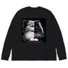 PALA's SHOP　cool、シュール、古風、和風、のPersian cat　Silver&Black Big Long Sleeve T-Shirt