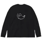 気ままに創作　よろず堂の飼い主よ、何か用か？　モノクロ白 Big Long Sleeve T-Shirt