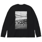 808styleのbicycle HAWAII フォトプリントTシャツ【カラー：WHITE＆BLACK】 Big Long Sleeve T-Shirt