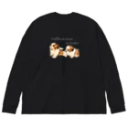 chourire toujoursのpuppy Shih Tzu 🐶 文字White ver. Big Long Sleeve T-Shirt