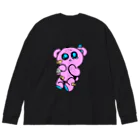 ZOZI SHOPの🐻「ぴえん」　ぴんく！ ビッグシルエットロングスリーブTシャツ