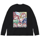 猫飯ちゃみのアメコミ風（ちょっとうすいカラー） ビッグシルエットロングスリーブTシャツ