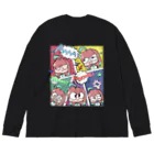 猫飯ちゃみのアメコミ風（ノーマルカラー） ビッグシルエットロングスリーブTシャツ